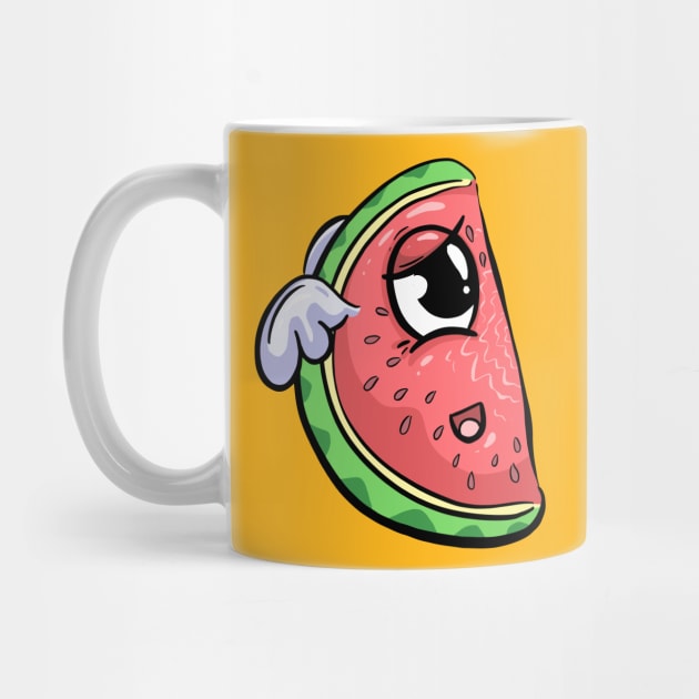 Cute Watermelon Slice with Wings Cartoon by Squeeb Creative